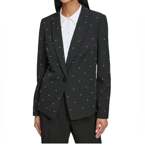 Karl Lagerfeld Jackets & Blazers - NWT Karl Lagerfeld Paris Pearl Embellished Black Blazer Single Button 14